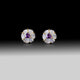 Artisan Moonstone & Amethyst Floral Stud Earrings 18k Gold Plated over 925 Silver
