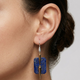 Artisan Lapis Lazuli Rectangle Earrings 18k Gold & 925 Silver
