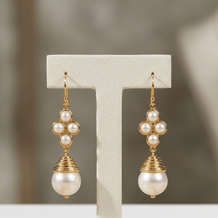 Freshwater Pearl Drop Earrings – 18k Gold Plated Sterling Silver