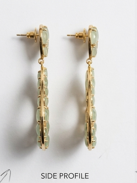 Artisan Faceted Aqua Chalcedony & White Topaz Teardrop Earrings-18k Gold Plating over 925 Sterling Silver