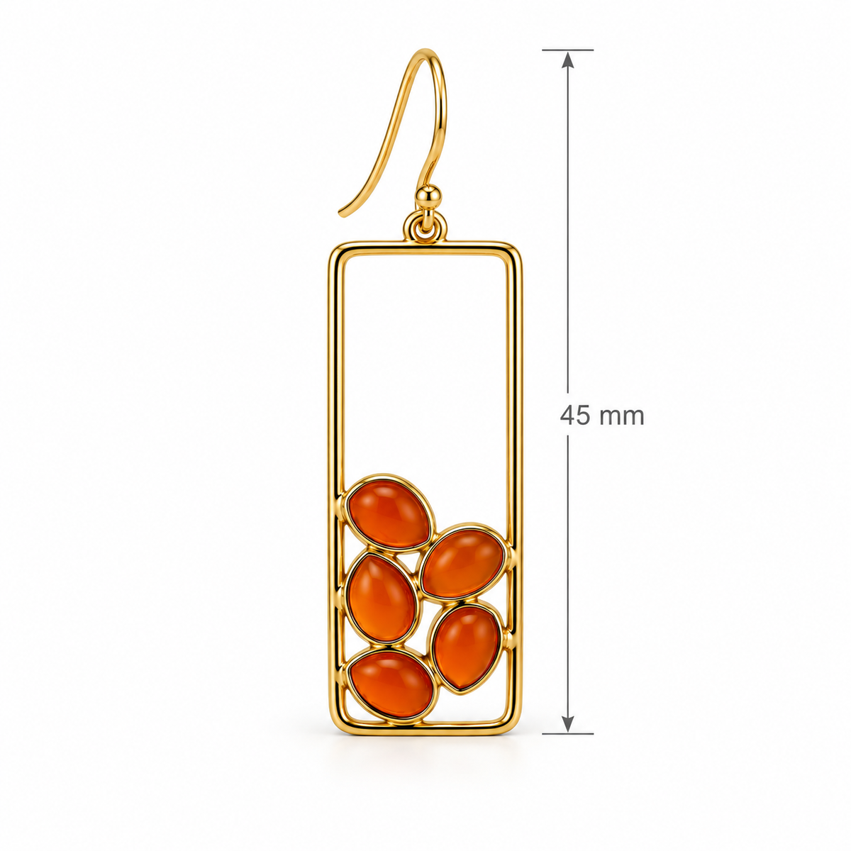 Carnelian Geometric Drop Earrings – 18K Gold Plated over 925 Sterling Silver