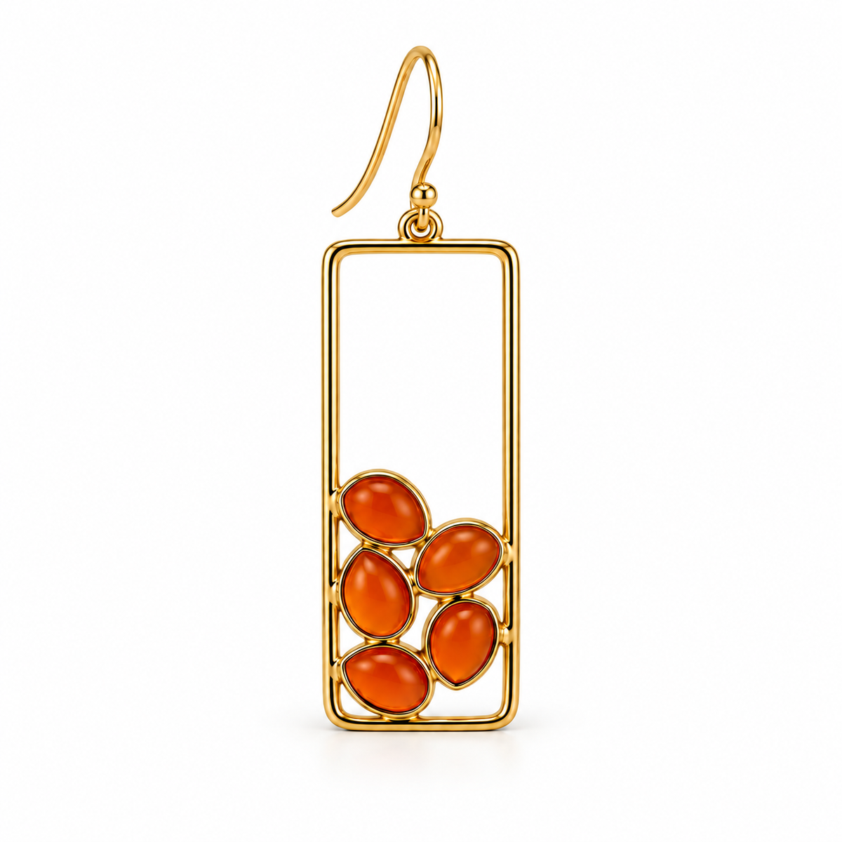 Carnelian Geometric Drop Earrings – 18K Gold Plated over 925 Sterling Silver