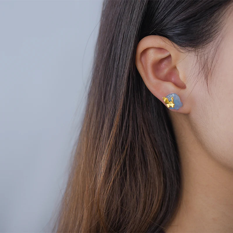 Aquamarine Butterfly Earrings