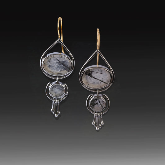 Artisan Black Rutilated Quartz Drip Earrings
