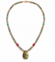 Labradorite, Turquoise & Ruby Gemstone Necklace – 26 Inches with Gold Filled Accents