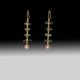 Artisan Green & Pink Tourmaline Linear Drop Earrings 18k Gold Plated over 925 Silver