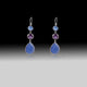 Artisan Blue Chalcedony & Amethyst Triple-Stone Teardrop Earrings in 925 Sterling Silver