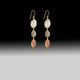 Artisan Rainbow, Gray & Peach Moonstone Drop Earrings 18k Gold & 925 Sterling Silver