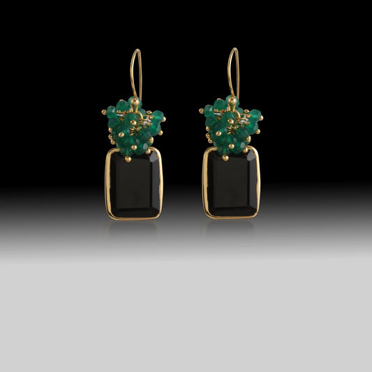 Artisan Green Onyx & Black Onyx Statement Earrings