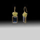 Artisan Peridot & Labradorite Cushion Drop Earrings 18k Gold Plated over 925 Silver