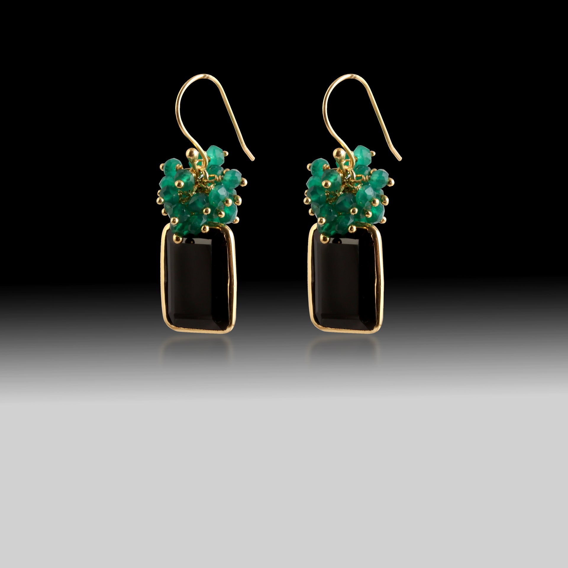 Artisan Green Onyx & Black Onyx Statement Earrings