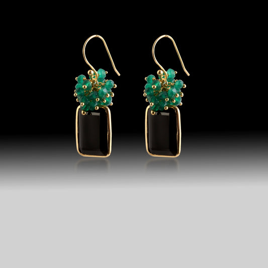 Artisan Green Onyx & Black Onyx Statement Earrings