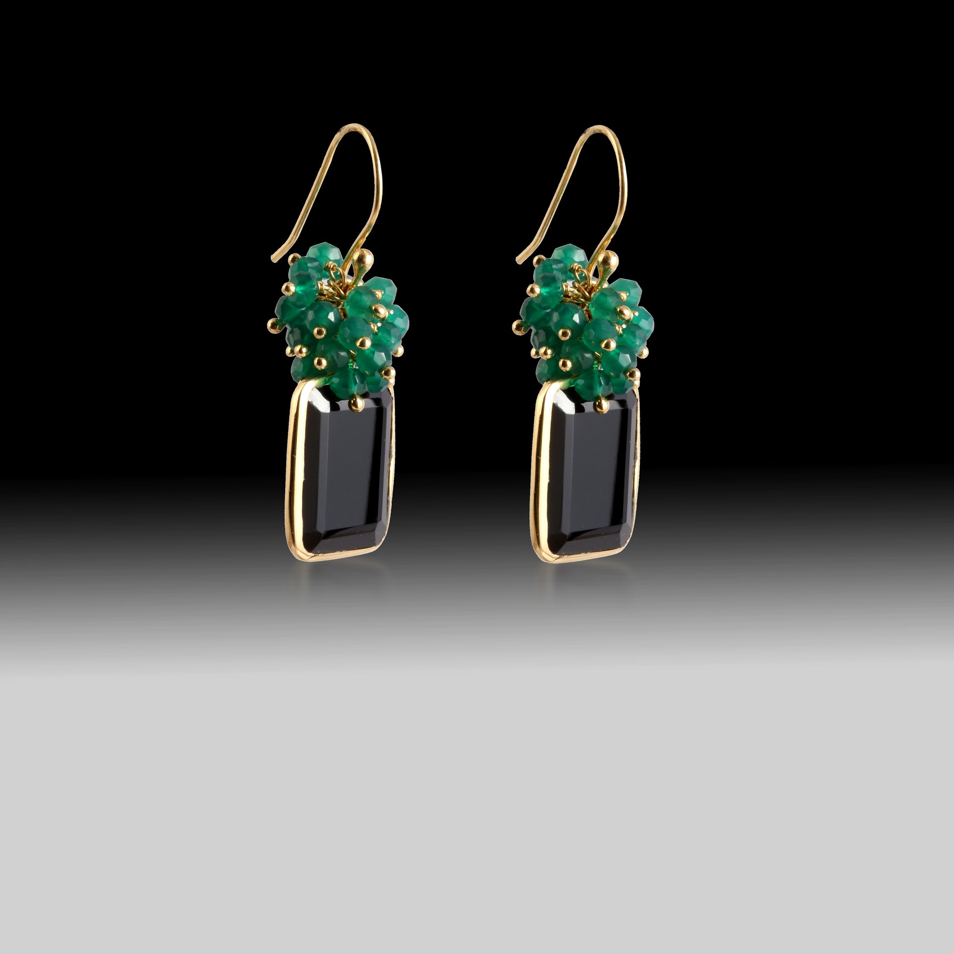 Artisan Green Onyx & Black Onyx Statement Earrings