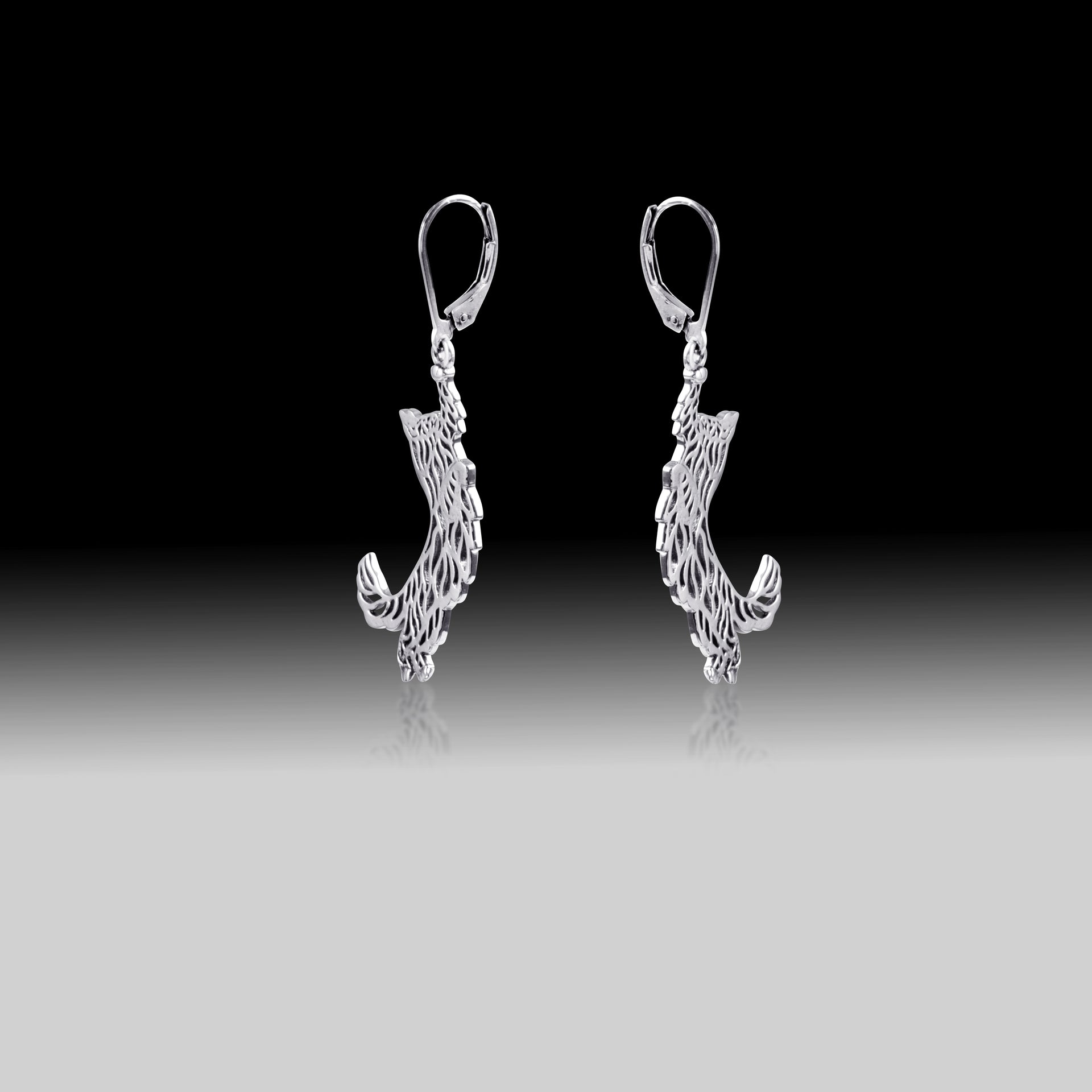 Dangling Cat Earrings- 925 Sterling Silver