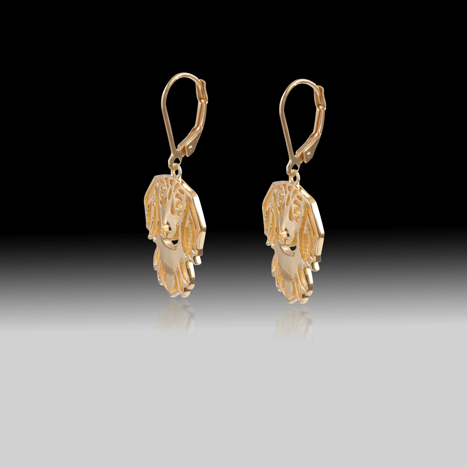 Golden Dachshund Drop Earrings- 925 Sterling Silver Gold Plated