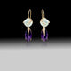 Artisan Aqua Chalcedony & Amethyst Prong Set Earrings-18k Gold Plated Over Sterling Silver