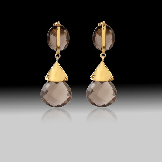 Artisan Smoky Topaz Tiered Drops in 18k Gold over Sterling Silver