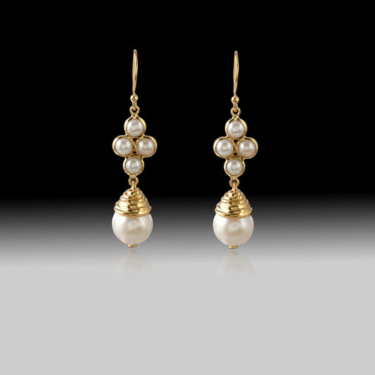 Freshwater Pearl Drop Earrings – 18k Gold Plated Sterling Silver