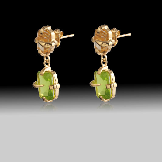 Artisan Peridot & Citrine Duo Earrings 18k Gold Plated on 925 Silver