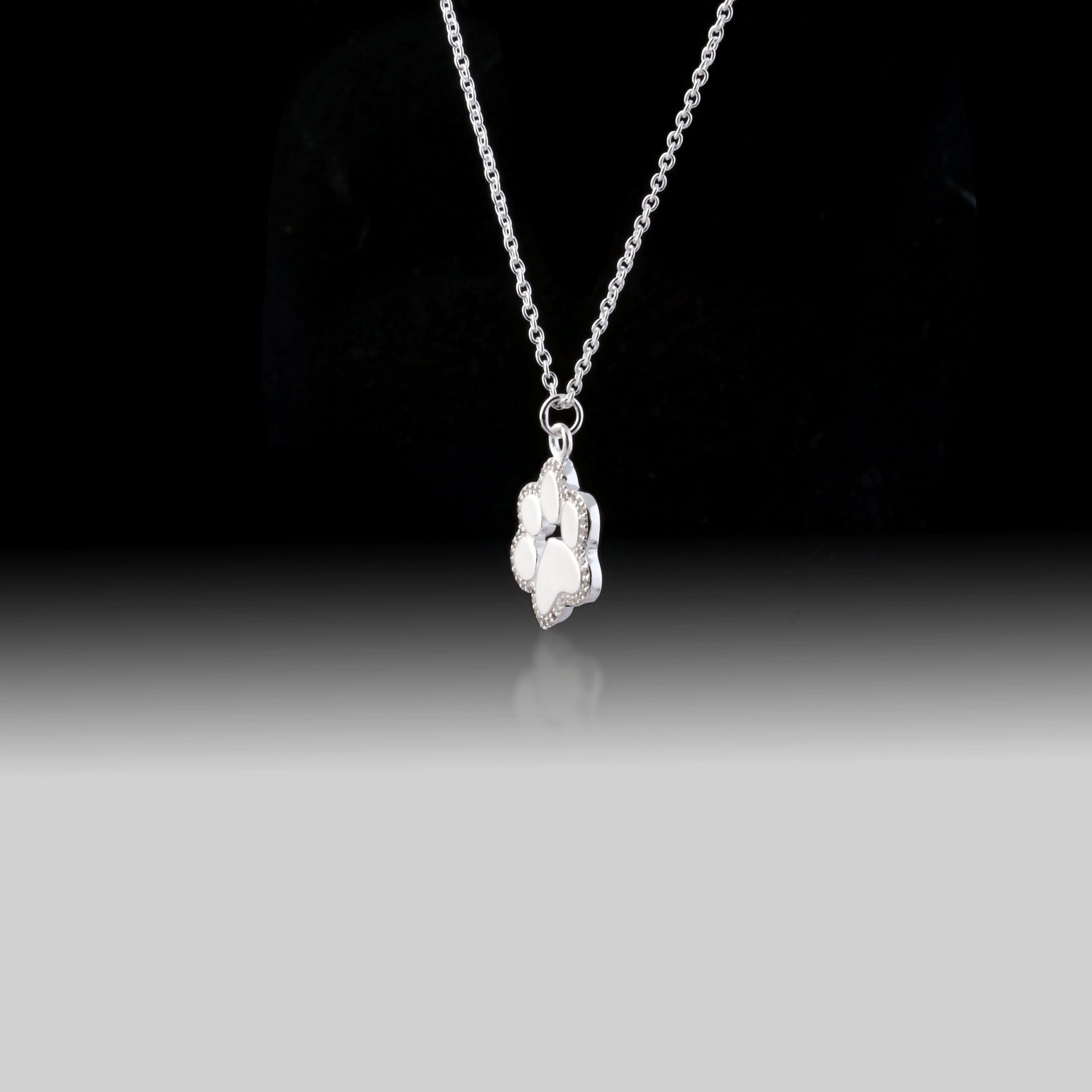 Dog Paw Print Necklace – 925 Sterling Silver & Cubic Zirconia Pendant