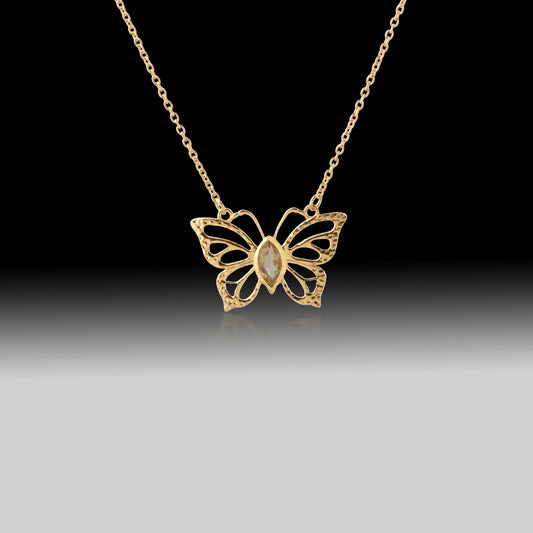 Butterfly Necklace- 925 Sterling Silver 18k Gold Plated