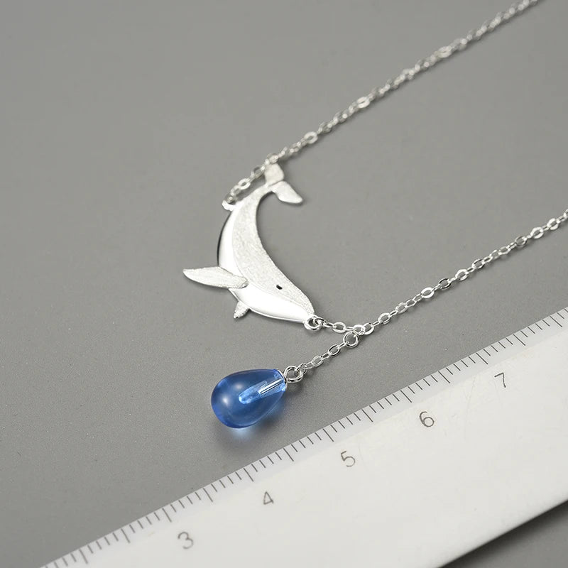 Tears of Blue Whale Natural Crystal Pendant Necklace
