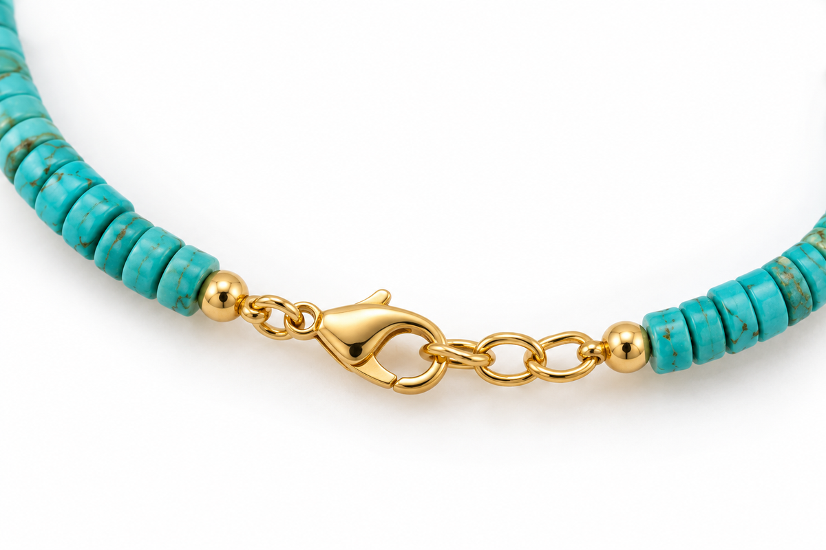 Turquoise & Baroque Pearl Pendant Necklace with Gold Filled Accents – 18 Inches