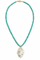 Turquoise & Baroque Pearl Pendant Necklace with Gold Filled Accents – 18 Inches